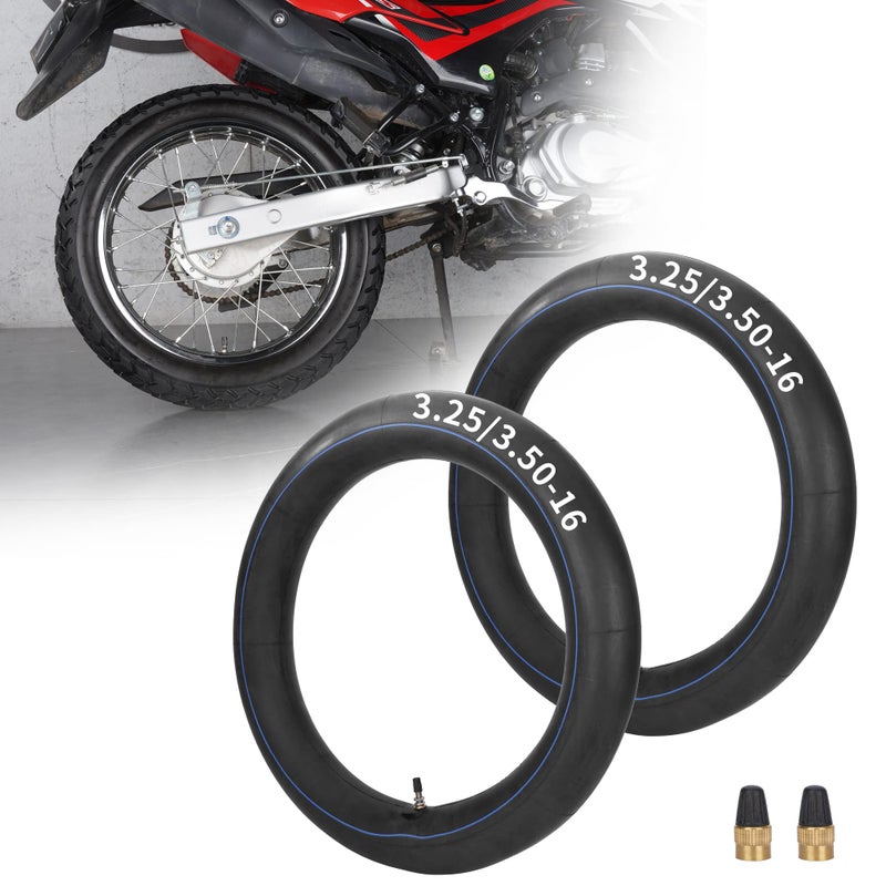 RUTU 3.00-16 3.25/3.50-16 Motorcycle Inner Tubes with TR4 Straight Valve Stem, Compatible with 90/100-16 100/80-16 100/90-16 50cc 90cc 110cc Pit Dirt Bikes 16 inch Tires 2Pcs - Image 1